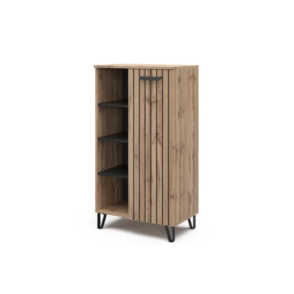 Buffet Haut de Salon Chêne Graphique Buffet 1 placard Rangement Etagères