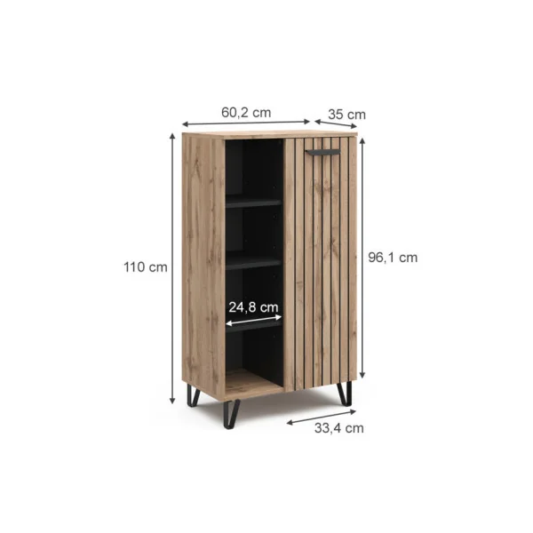 Buffet Haut de Salon Chêne Graphique Buffet 1 placard Rangement Etagères