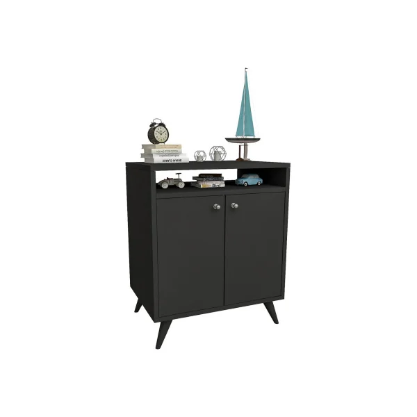 Buffet Noir Armoire Basse Buffet Moderne de Salon ou Chambre 2 Portes