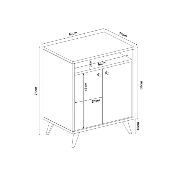 Buffet Noir Armoire Basse Buffet Moderne de Salon ou Chambre 2 Portes