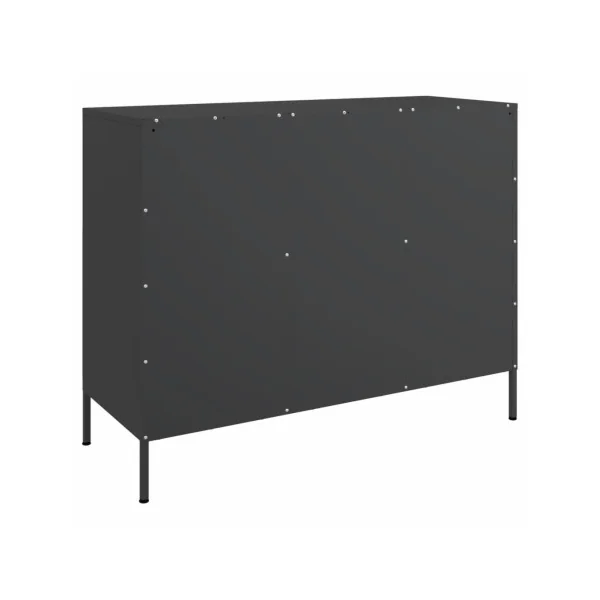 Buffet Noir Salon 3 Portes 3 Compartiments en Métal Style Industriel Rangement Chambre