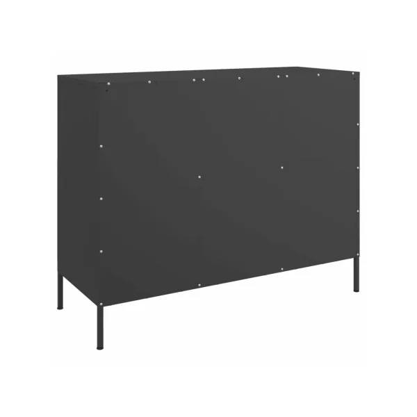 Buffet Noir Salon 3 Portes en Métal Style Industriel Rangement Chambre