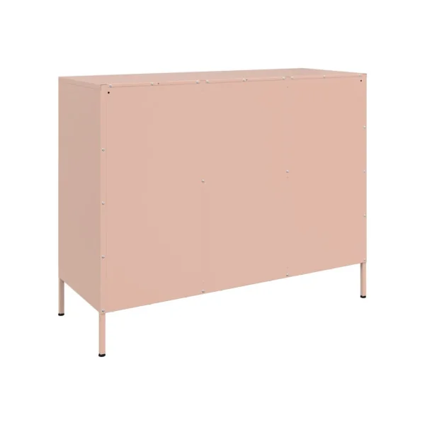 Buffet Rose Salon 3 Portes en Métal Style Industriel Rangement Chambre