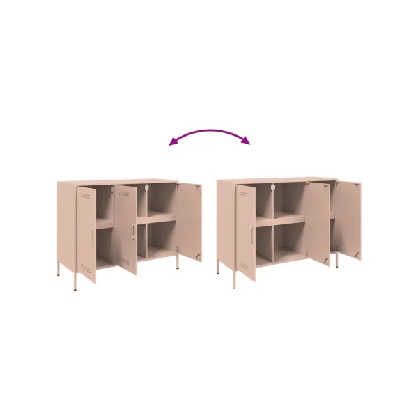 Buffet Rose Salon 3 Portes en Métal Style Industriel Rangement Chambre