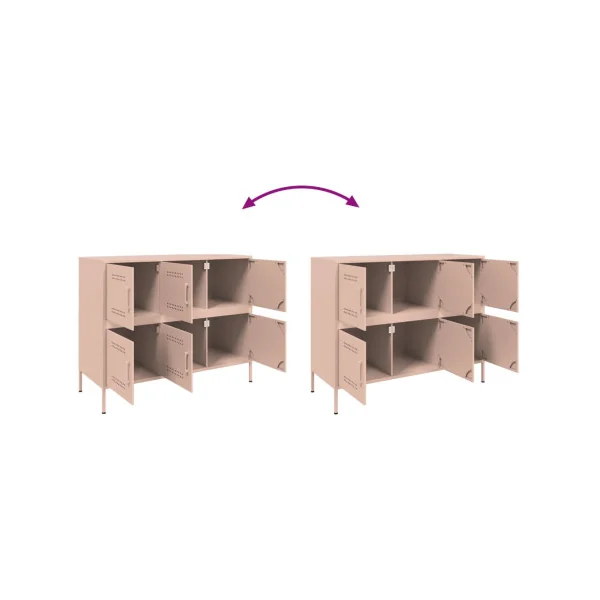Buffet Rose Salon 6 Portes en Métal Style Industriel Rangement Chambre