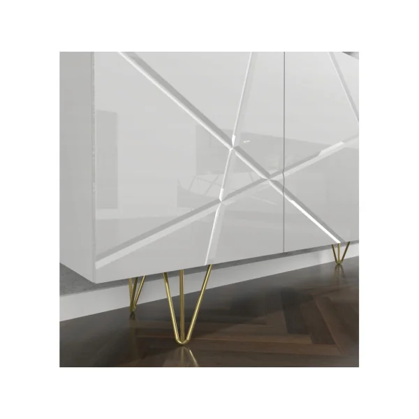 Buffet Salon Blanc Brillant Béton Buffet Blanc 3 Placards Meuble de Rangement Salle à Manger