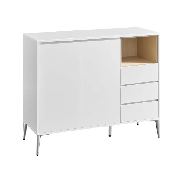 Buffet Salon Moderne Buffet Salle à Manger Buffet blanc 3 tiroirs Armoire de rangement