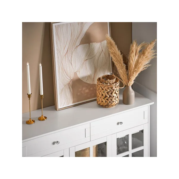 Buffet Salon Placard de Cuisine Blanc Meuble Rangement Cuisine Mobile Vaisselier Bas