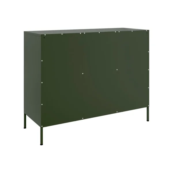 Buffet Vert Olive Salon 6 Portes en Métal Style Industriel Rangement Chambre