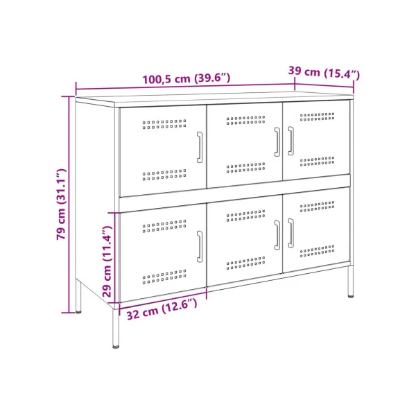 Buffet Vert Olive Salon 6 Portes en Métal Style Industriel Rangement Chambre