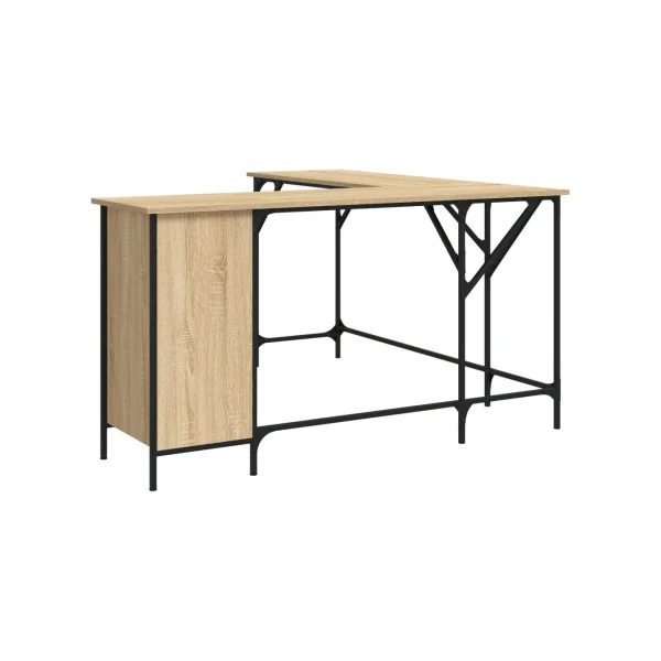 Bureau Angle Industriel Spacieux Bureau en L Bureau Métal et Chêne 1 Placard 1 Tiroir