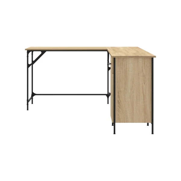 Bureau Angle Industriel Spacieux Bureau en L Bureau Métal et Chêne 1 Placard 1 Tiroir
