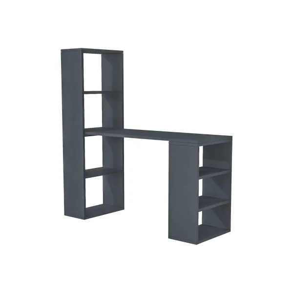 Bureau Anthracite avec Etagères Poste de Travail Informatique Bureau avec Rangement