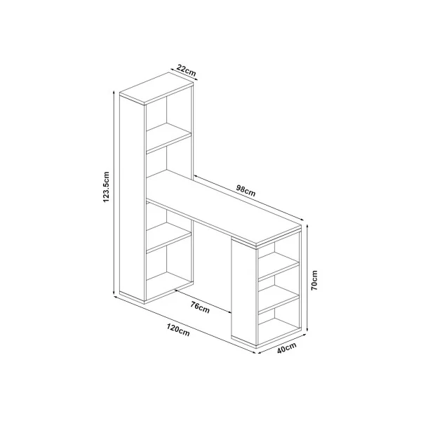 Bureau Anthracite avec Etagères Poste de Travail Informatique Bureau avec Rangement