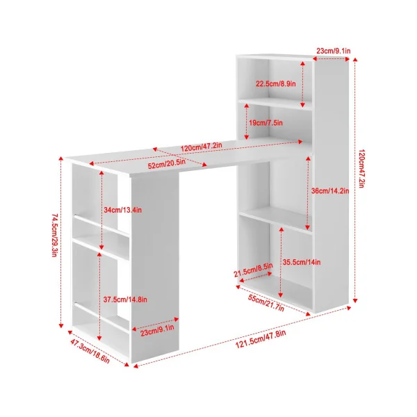 Bureau avec Etagères et Plan de Travail Bureau Informatique et d'Etude Nombreux Rangements