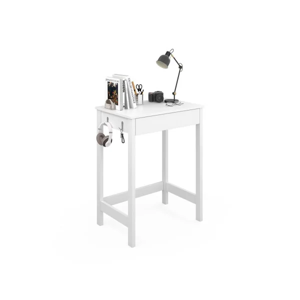 Bureau Blanc avec Tiroir Console d'Entrée Blanche Table de Travail Elégante