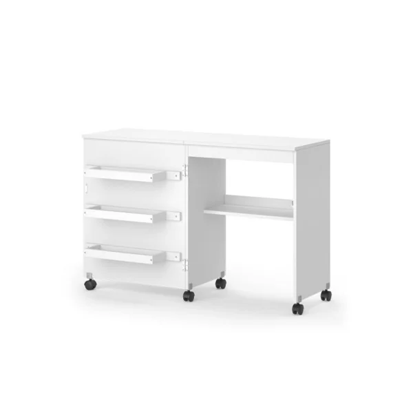 Bureau Blanc Dépliable Table de Couture sur Roulettes Bureau de Couture Table Artisanale