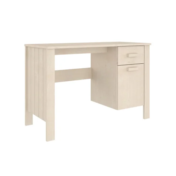 Bureau Blanc Pin Miel Moderne 1 Tiroir 1 Placard Bureau de Travail Informatique