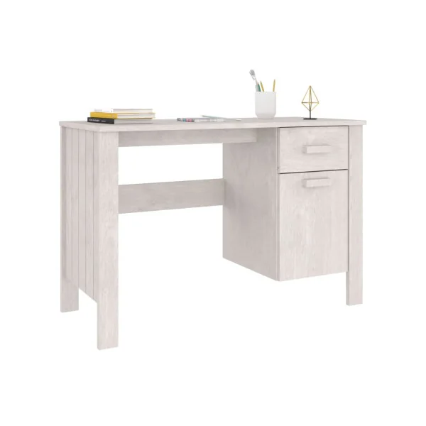 Bureau Blanc Pin Moderne 1 Tiroir 1 Placard Bureau de Travail Informatique
