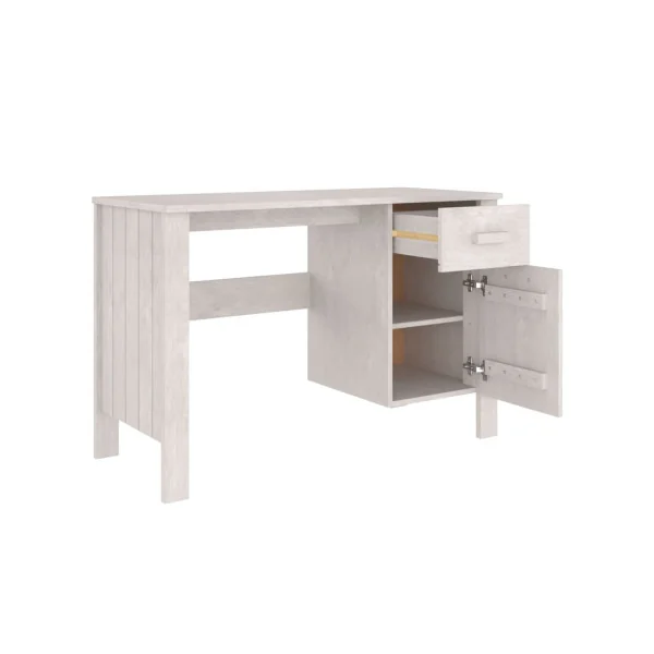 Bureau Blanc Pin Moderne 1 Tiroir 1 Placard Bureau de Travail Informatique
