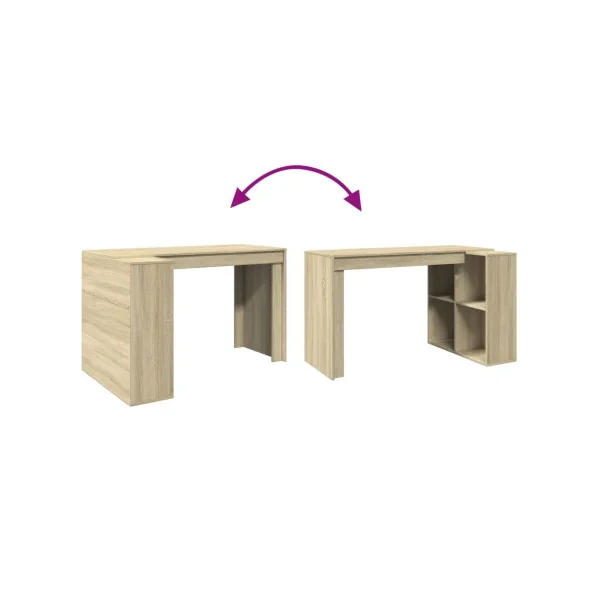 Bureau Chêne avec Rangement Réversible 123 cm