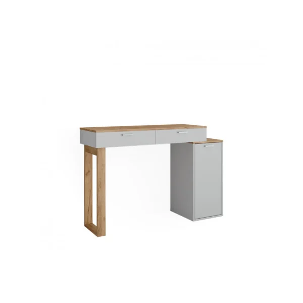Bureau Chêne et Blanc Moderne 2 Tiroirs 1 Placard Bureau de Travail