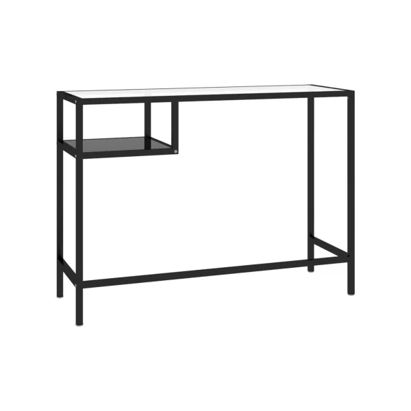 Bureau de Travail Noir et Verre Trempé Bureau d'Ordinateur en Acier