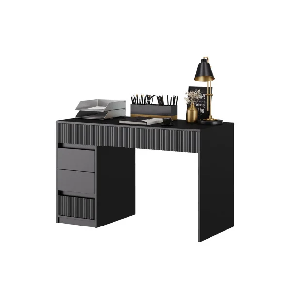 Bureau Design Noir Graphique 5 Tiroirs Bureau Moderne Noir 120 cm