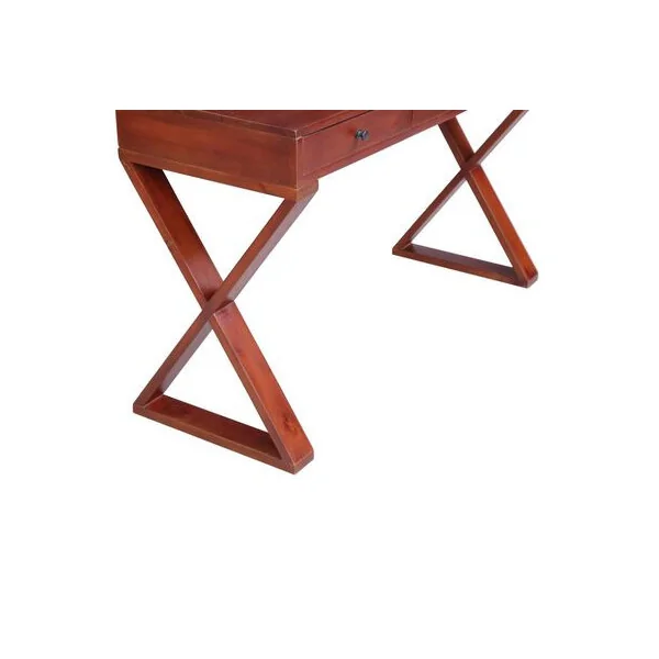 Bureau d'Ordinateur 115 cm Bordeaux Bois d'Acajou Massif Bureau de Travail 3 Tiroirs