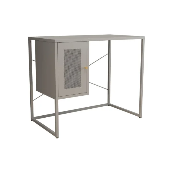 Bureau en Acier Gris Industriel 1 Placard Table de Travail Moderne
