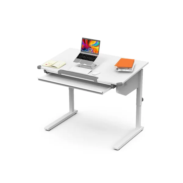 Bureau Enfant Blanc Moderne Table de Travail Réglable en Hauteur