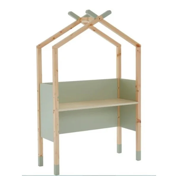Bureau Enfant Type Cabane Bureau Montessori Vert et Bois Naturel