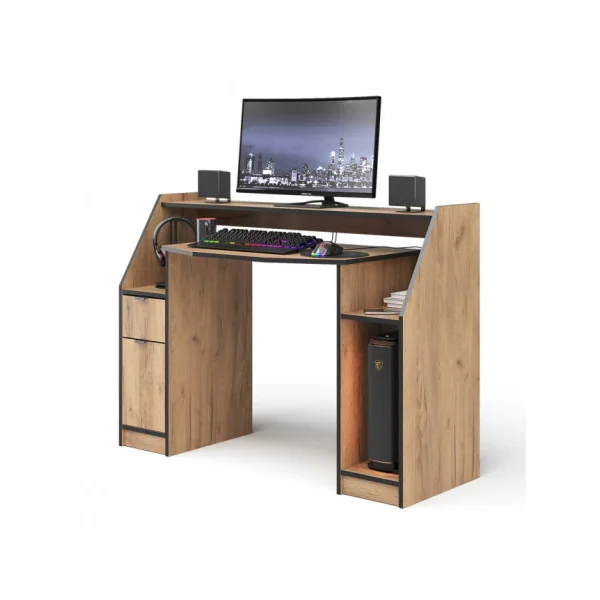 Bureau Gamer Chêne et Noir Bureau de Jeu Video Bureau Gaming Bureau Informatique