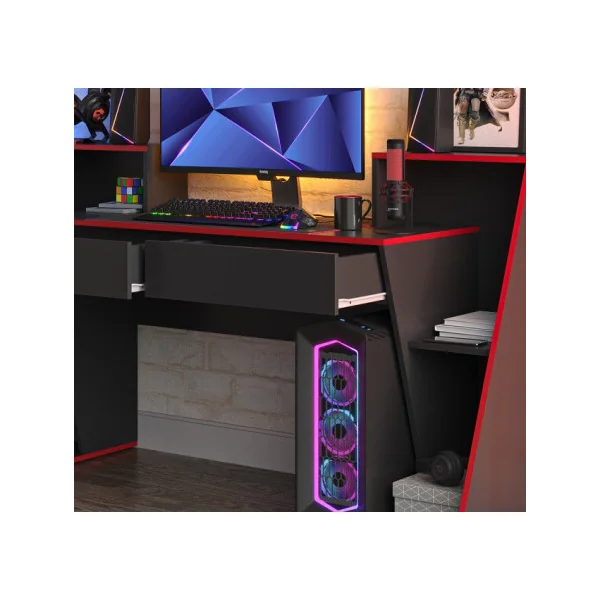 Bureau Gamer Noir et Rouge 170 cm Bureau de Jeu Bureau Gaming Bureau Informatique
