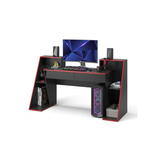 Bureau Gamer Noir et Rouge 170 cm Bureau de Jeu Bureau Gaming Bureau Informatique