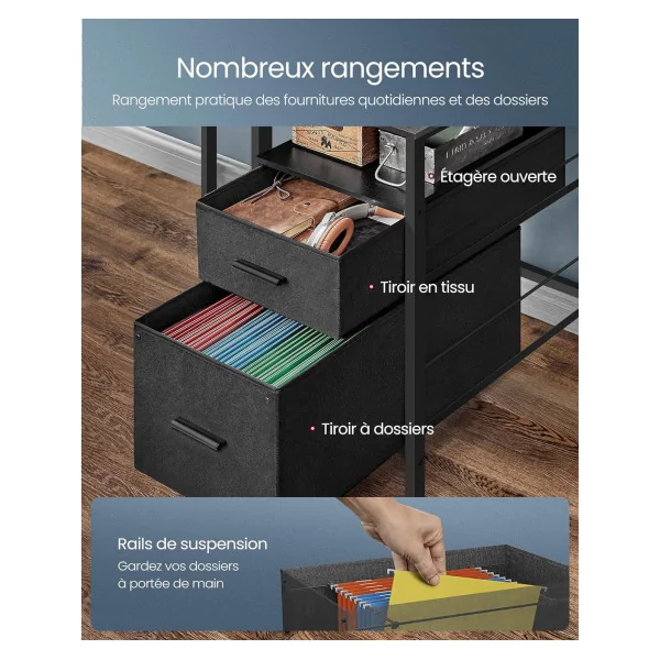 Bureau Gaming 120 cm Noir LED + Multiprise Bureau de Jeu Gamer Bureau Informatique