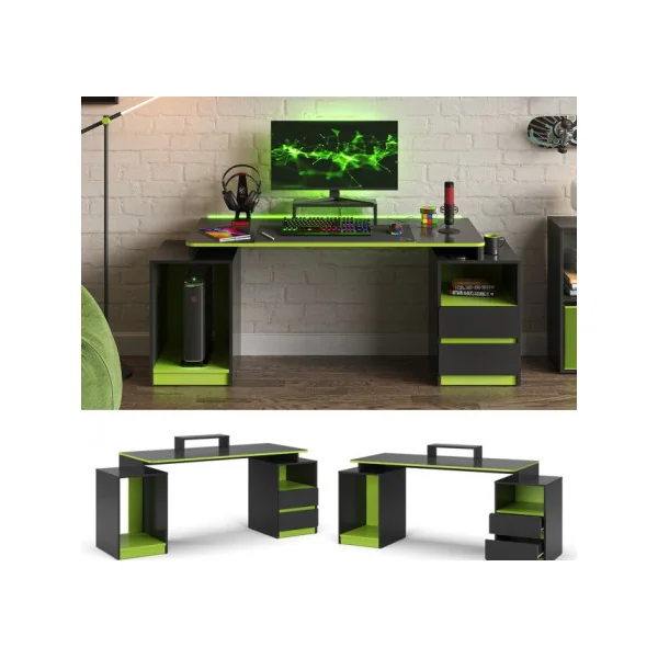Bureau Gaming Anthracite et Vert Menthe Moderne Bureau de Jeu Bureau Gamer Bureau Informatique