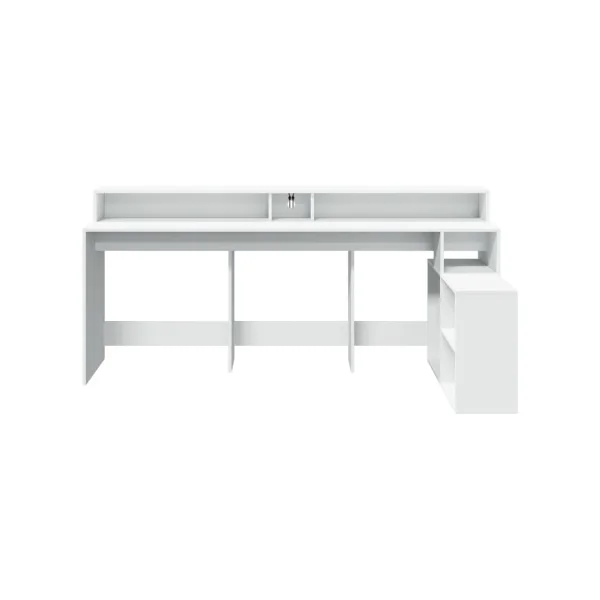 Bureau Gaming Bureau Blanc avec Lumières LED Bureau Gamer Table de Travail