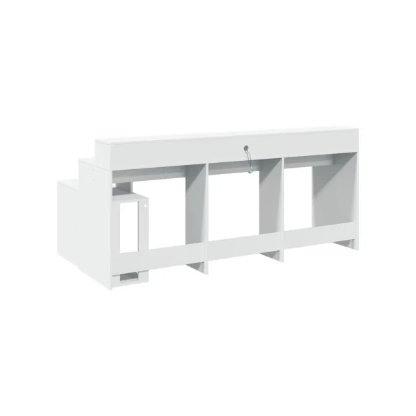 Bureau Gaming Bureau Blanc avec Lumières LED Bureau Gamer Table de Travail
