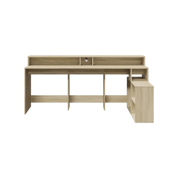 Bureau Gaming Bureau Chêne avec Lumières LED Bureau Gamer Table de Travail