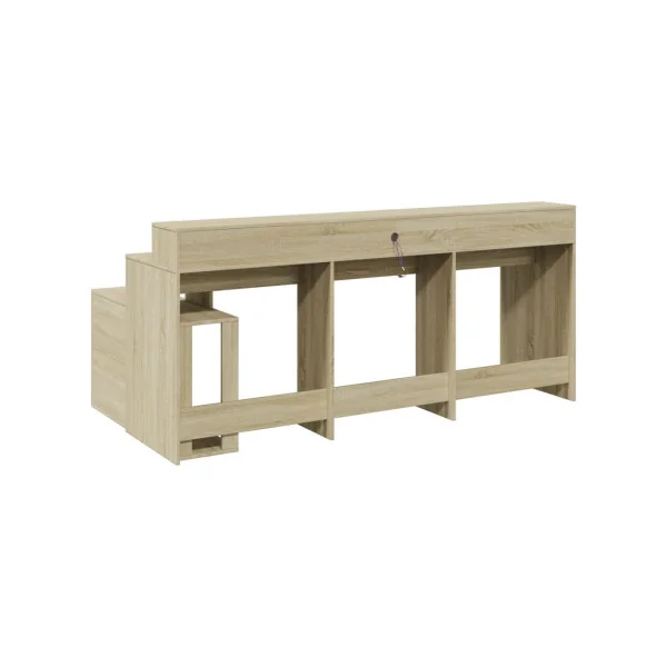 Bureau Gaming Bureau Chêne avec Lumières LED Bureau Gamer Table de Travail