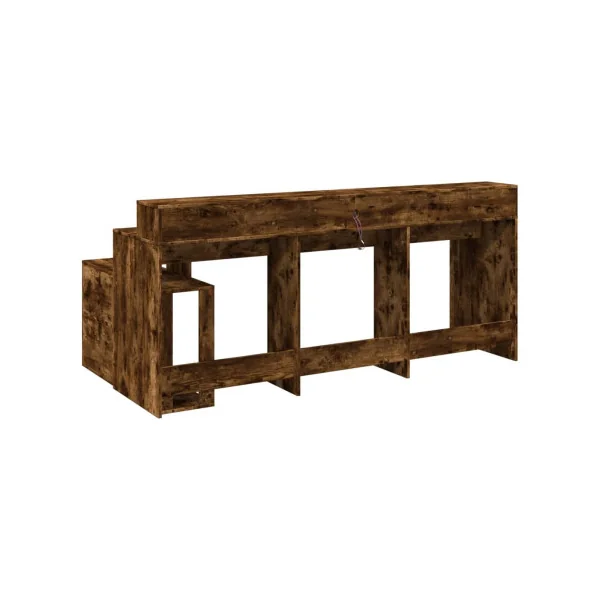 Bureau Gaming Bureau Chêne Fumé avec Lumières LED Bureau Gamer Table de Travail