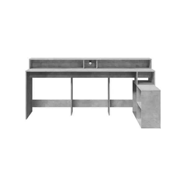Bureau Gaming Bureau Gris Béton avec Lumières LED Bureau Gamer Table de Travail