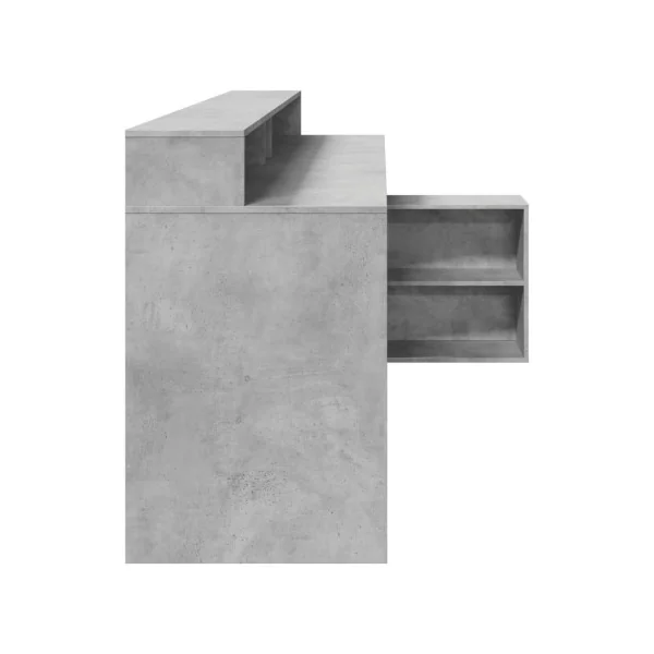 Bureau Gaming Bureau Gris Béton avec Lumières LED Bureau Gamer Table de Travail