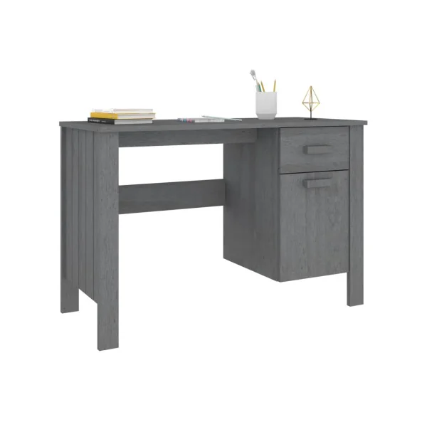 Bureau Gris Foncé Pin Moderne 1 Tiroir 1 Placard Bureau de Travail Informatique
