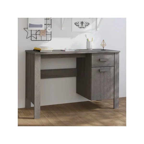 Bureau Gris Pin Moderne 1 Tiroir 1 Placard Bureau de Travail Informatique