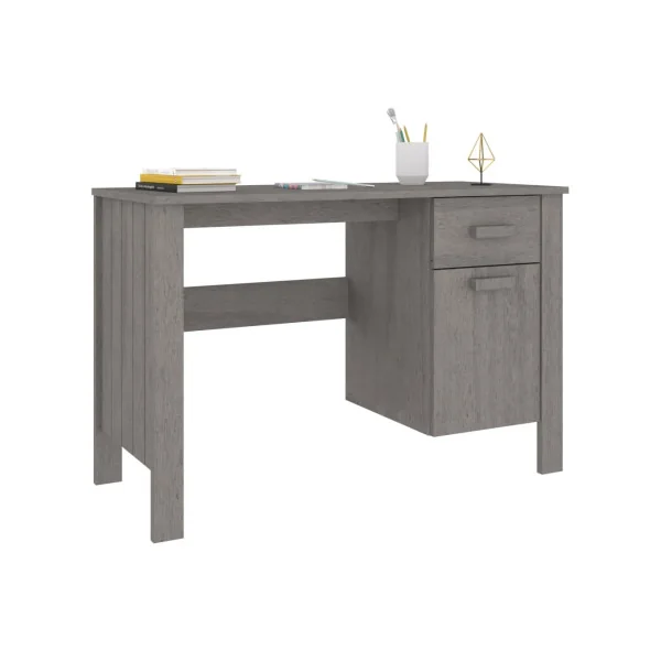 Bureau Gris Pin Moderne 1 Tiroir 1 Placard Bureau de Travail Informatique