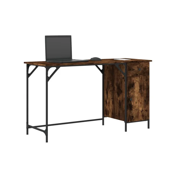 Bureau Industriel Chêne Fumé Caisson Réversible Bureau 1 Tiroir 1 Placard Bureau Informatique