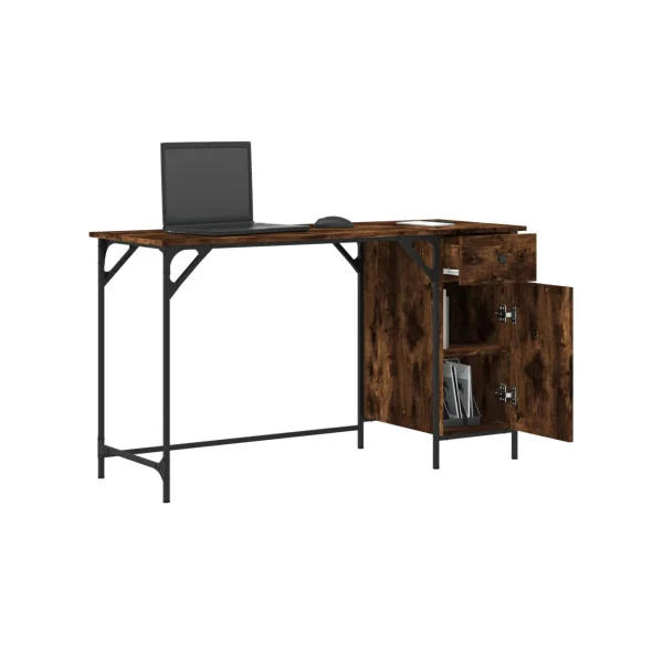 Bureau Industriel Chêne Fumé Caisson Réversible Bureau 1 Tiroir 1 Placard Bureau Informatique