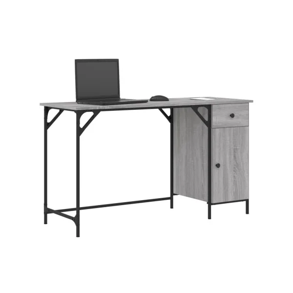 Bureau Industriel Chêne Gris Caisson Réversible Bureau 1 Tiroir 1 Placard Bureau Informatique